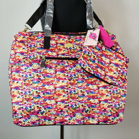 Betsy Johnson weekender sequin print travel bag - Picture 3 of 11